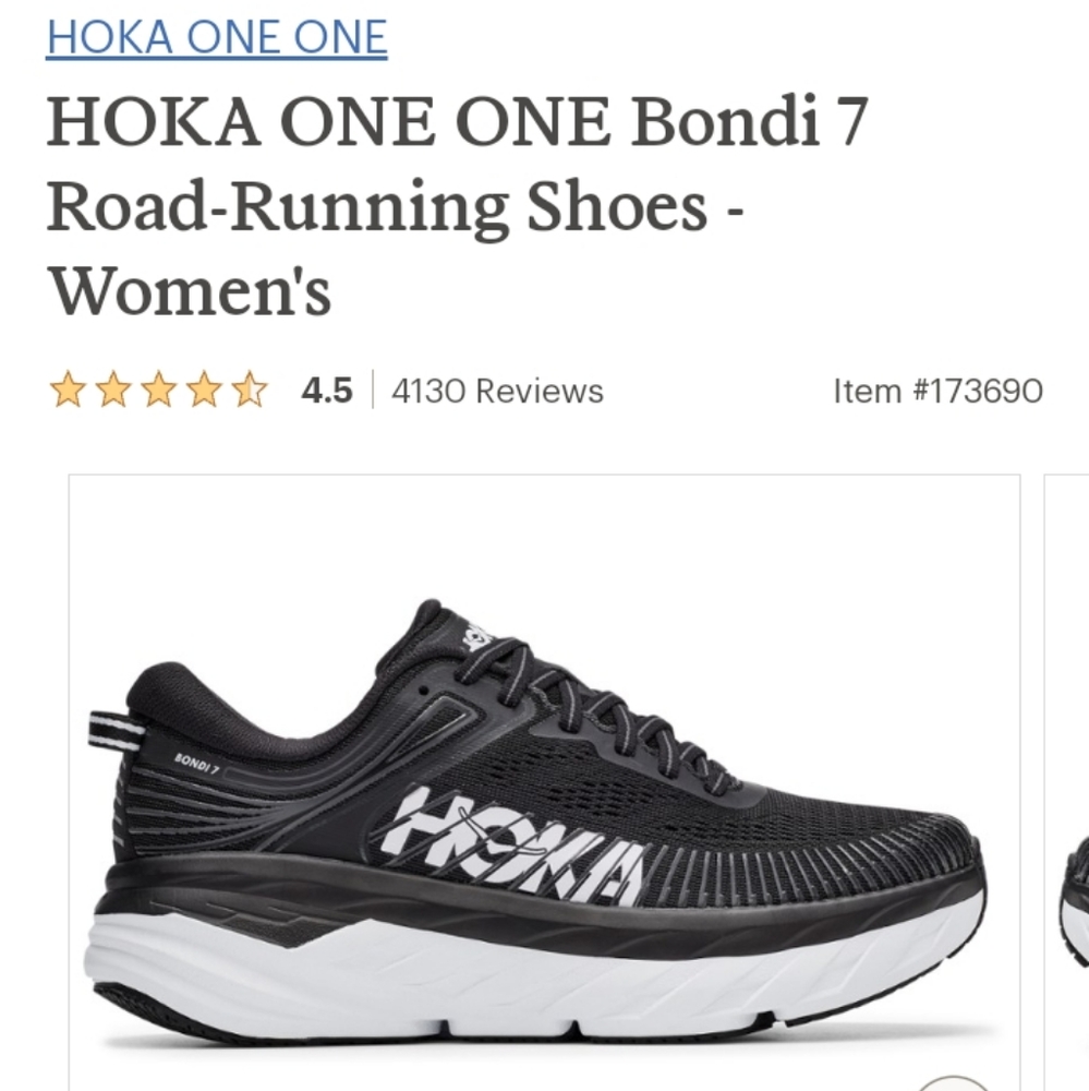 HOKA ONE ONE Bondi 7 Road-Running Shoes Women's 10 Black/white